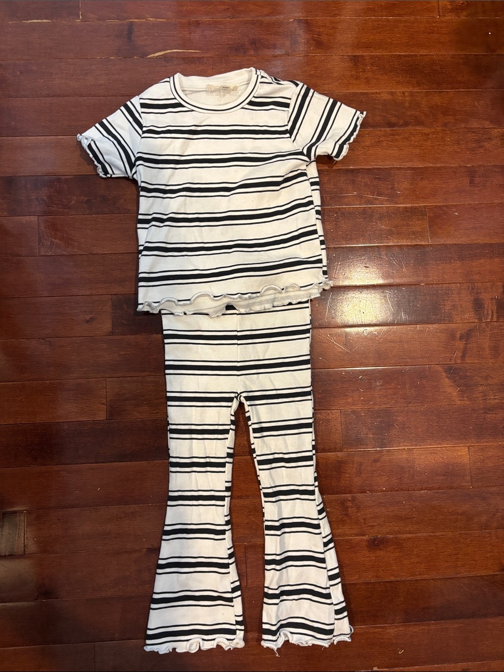 Toddler Cream & Black Striped Set